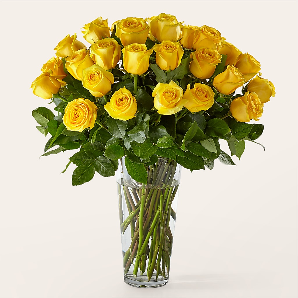 Long Stem Yellow Rose Bouquet – Happy Events By Euna, Metuchen NJ