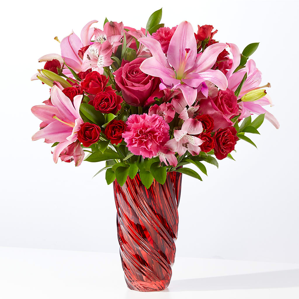 In Love Bouquet with Luxe Swirl Vase – Happy Events By Euna, Metuchen NJ