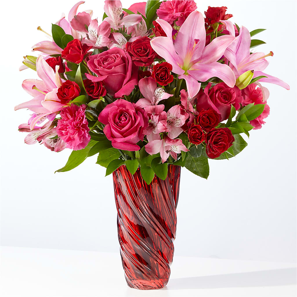 In Love Bouquet with Luxe Swirl Vase – Happy Events By Euna, Metuchen NJ