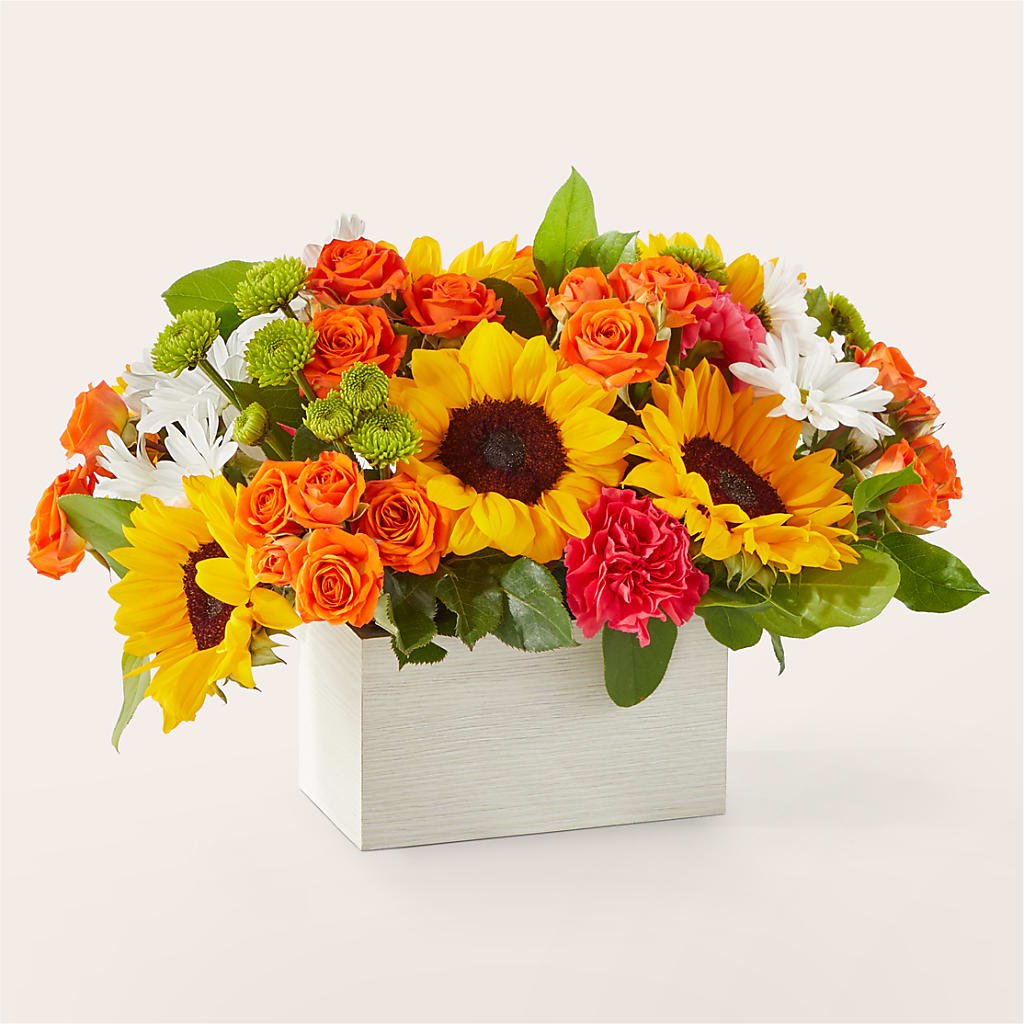 Sun-drenched Blooms Box Bouquet – Happy Events By Euna, Metuchen NJ