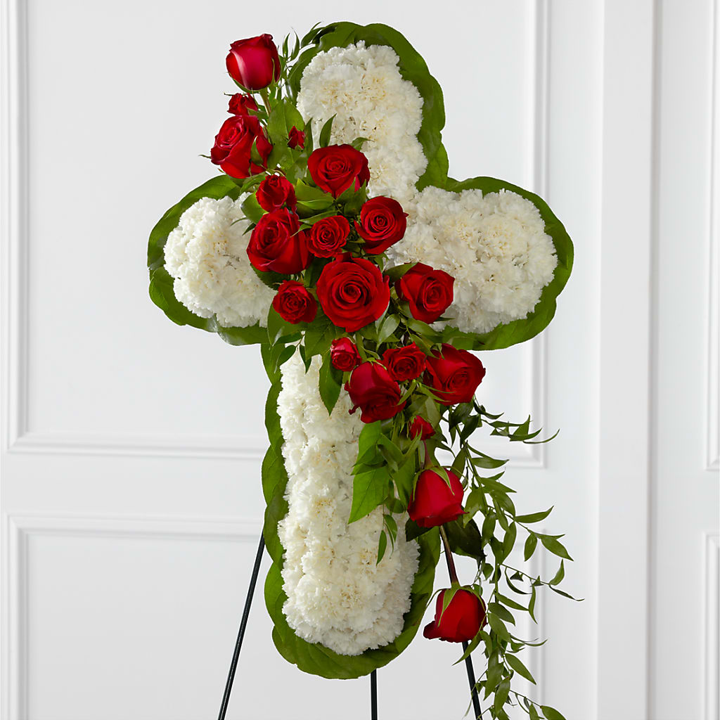 Floral Cross Easel – Happy Events By Euna, Metuchen NJ
