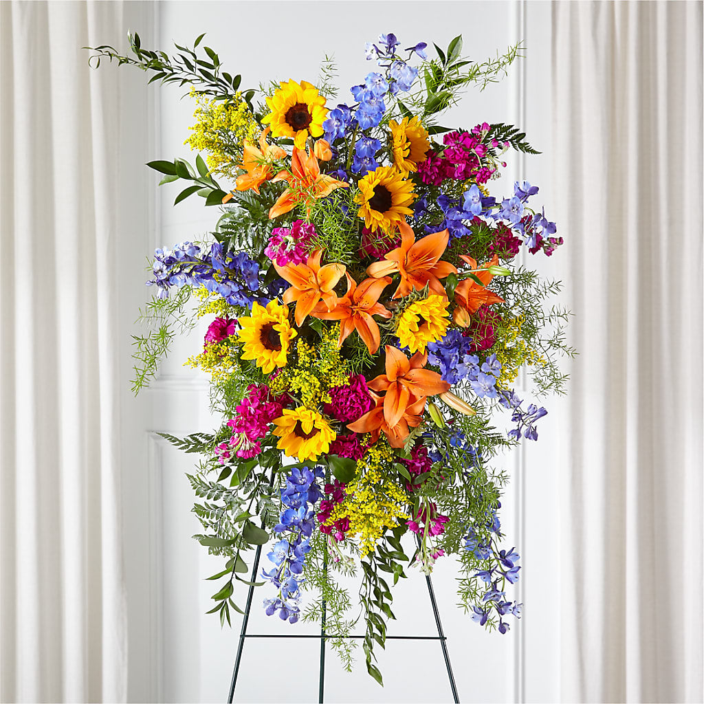 Sunlit Memories Standing Spray (Standard) – Happy Events By Euna, Metuchen NJ