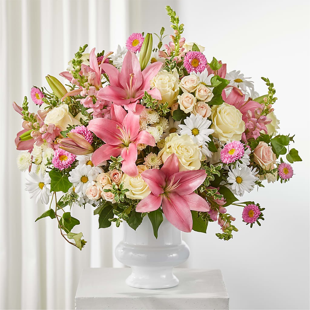 Empathetic Blooms Urn Arrangement – Happy Events By Euna, Metuchen NJ