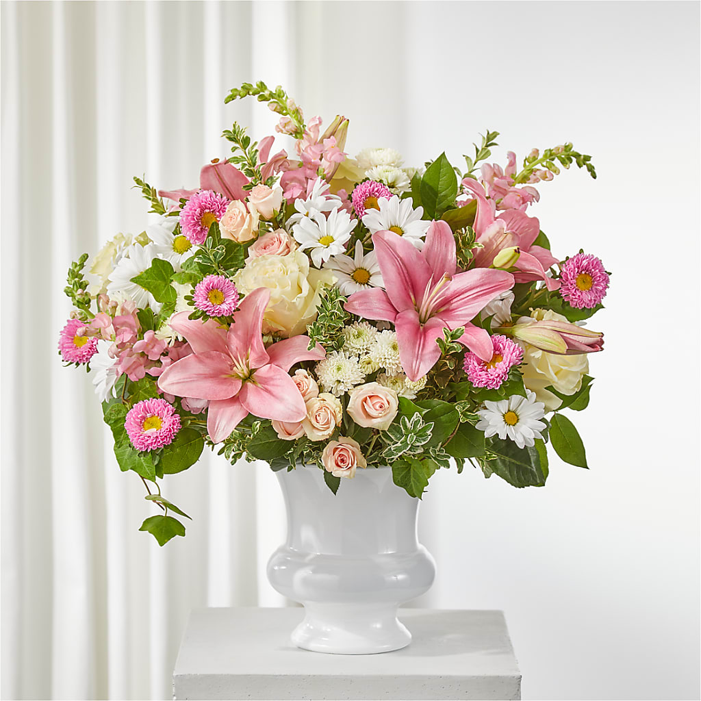 Empathetic Blooms Urn Arrangement – Happy Events By Euna, Metuchen NJ