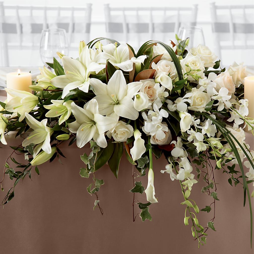 White Linen Arrangement – Happy Events By Euna, Metuchen NJ