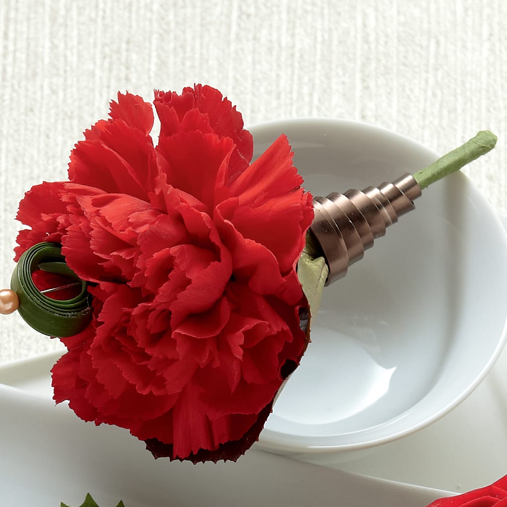 Red Carnation Boutonniere – Happy Events By Euna, Metuchen NJ