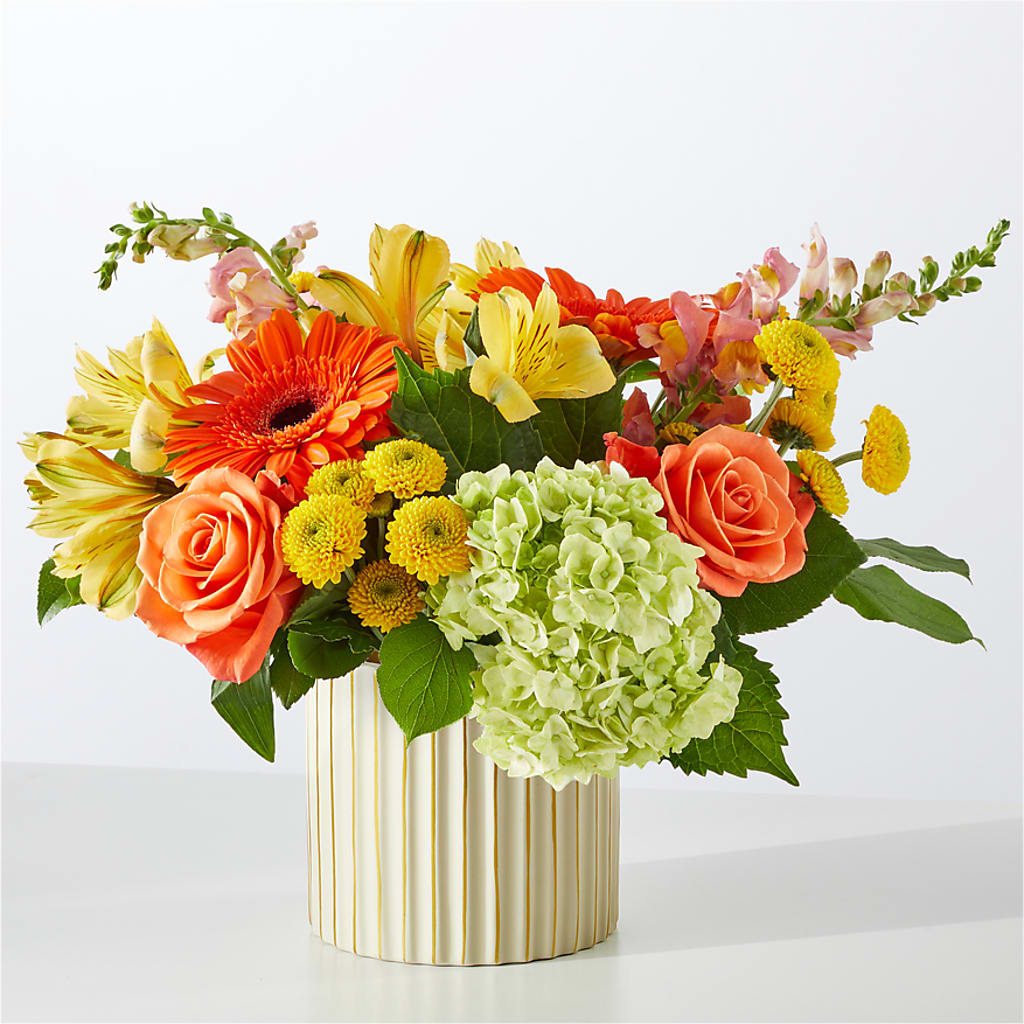 Autumn Sunshine Bouquet with Ivory Vase –  Happy Events By Euna, Metuchen NJ