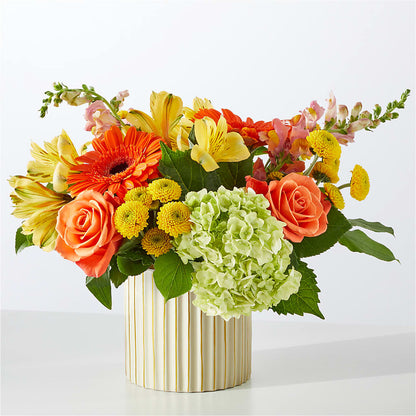 Autumn Sunshine Bouquet with Ivory Vase –  Happy Events By Euna, Metuchen NJ
