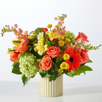 Autumn Sunshine Bouquet with Ivory Vase –  Happy Events By Euna, Metuchen NJ